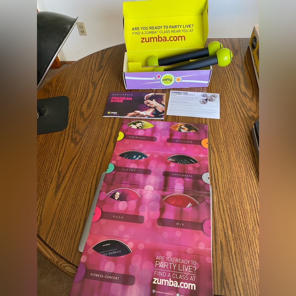 Zumba Toning Sticks Exhilarate Dance Fitness Exercise DVD Program Guide Set